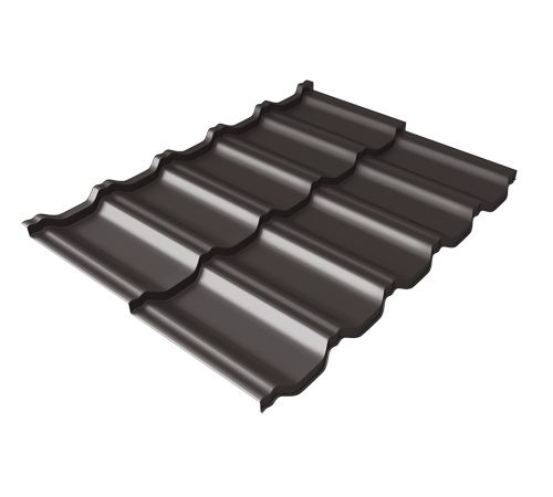 Металлочерепица модульная квинта Uno Grand Line c 3D резом 0,5 Satin Мatt RR 32 темно-коричневый