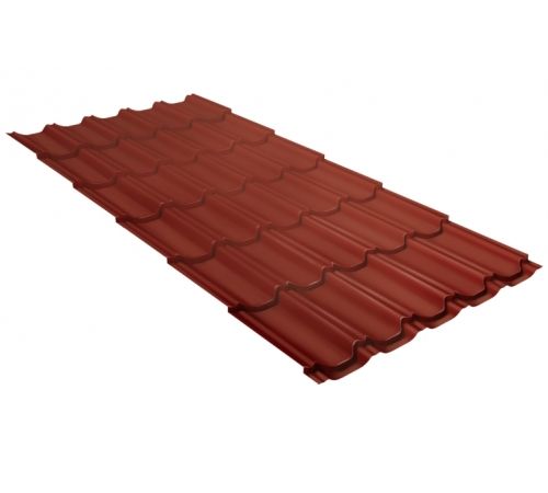 Металлочерепица квинта плюс Grand Line 0,5 Satin Мatt RAL 8004 терракота
