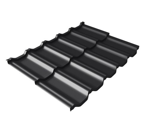 Металлочерепица модульная квинта Uno Grand Line c 3D резом 0,5 Satin Мatt RAL 9005 черный