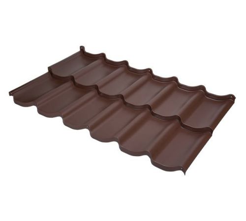 Модульная металлочерепица BUDMAT Bella Sara   IDEAL SATIN (SSAB PURAL) 435(коричневый 8017)