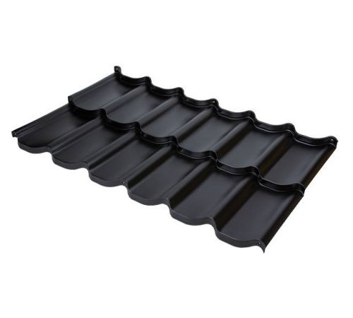 Модульная металлочерепица BUDMAT Bella Sara   IDEAL SATIN (SSAB PURAL) 015 (черный 9005)