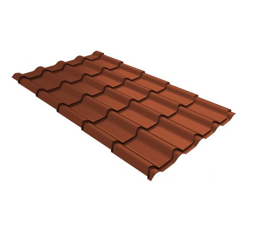 Металлочерепица камея 0,5 Satin RAL 8004 терракота