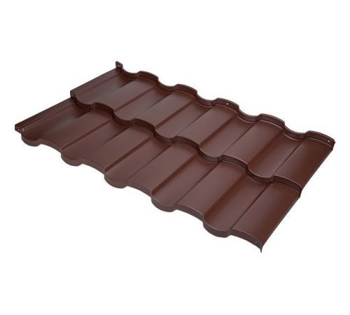 Модульная металлочерепица BUDMAT Rialto   IDEAL SATIN (SSAB PURAL) 435(коричневый 8017)