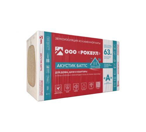 Утеплитель Роквул (Rockwool) Акустик Баттс 1000x600x50 мм