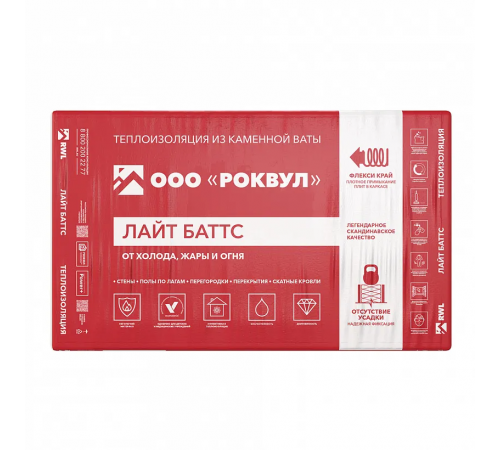 Утеплитель Роквул (Rockwool) Лайт Баттс 1000x600x50 мм