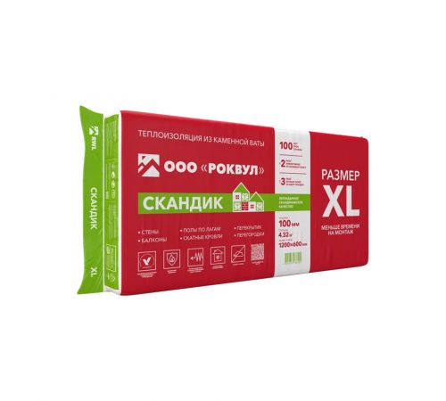 Утеплитель Роквул (Rockwool) Лайт Баттс Скандик XL 1200x600x100 мм